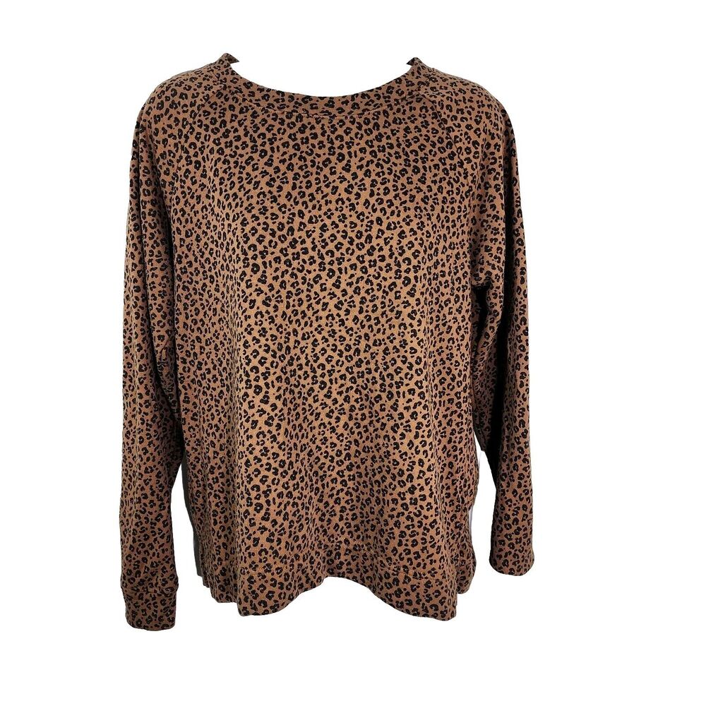 Lou Grey For Loft Womens Sweatshirt Small Leopard Print Long Sleeve French Terry